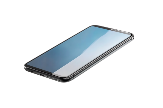 Modern Smartphone Floating Display isolated on a transparent background