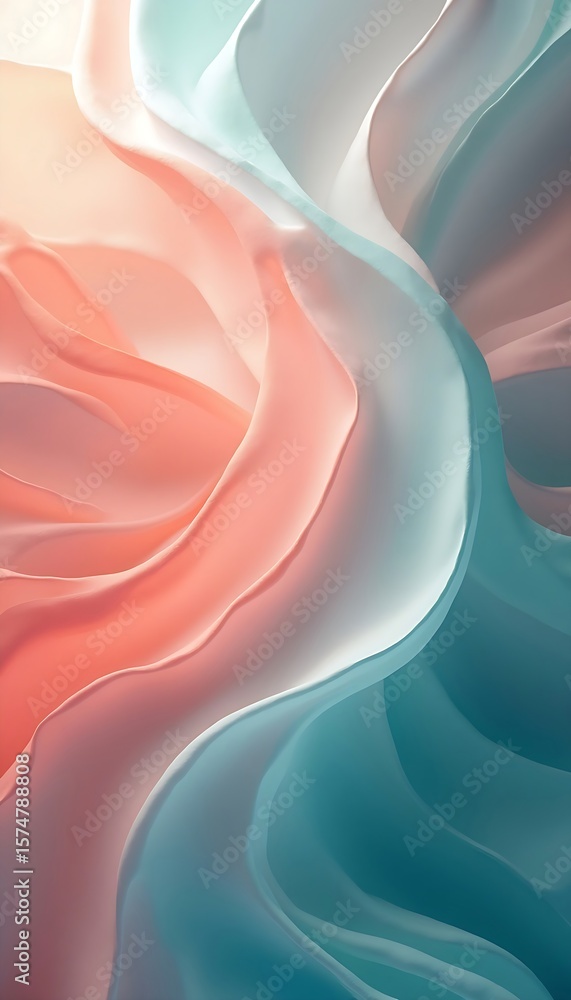 Aufkleber A gentle blend of coral and teal creates a soft, flowing abstract background with subtle movement