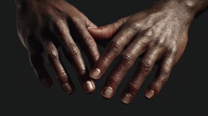Dark skin hands gesture