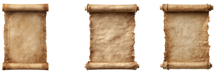 Vintage Ripped Rolled Scroll Antique Paper on transparent background