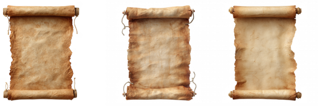Vintage Ripped Rolled Scroll Antique Paper on transparent background - Powered by Adobe