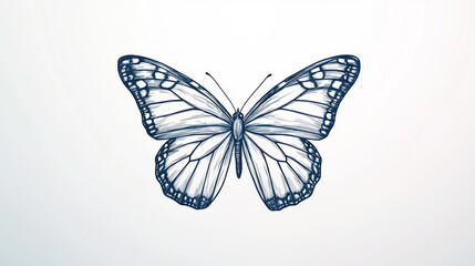 Butterfly drawing on white for scientific study, artistic design, and educational use