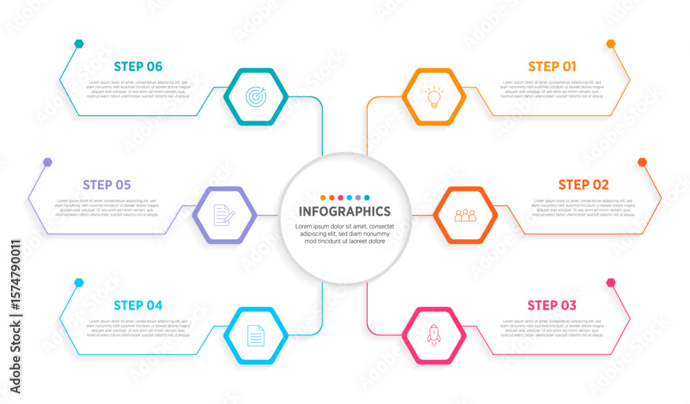 Wall mural modern vector infographic label design with circle infographic template design and 6 options or step