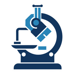 Modern blue microscope icon for scientific research and discovery