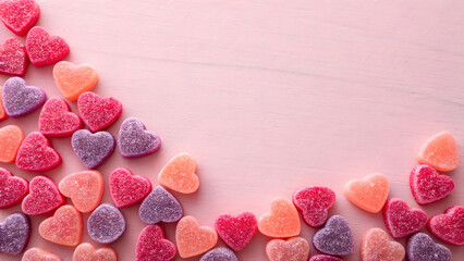 Heart Shaped Candies Border Pink