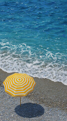 Yellow Beach Umbrella by the Ocean
