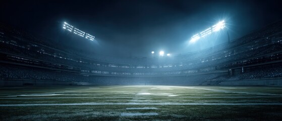 Empty football stadium at night