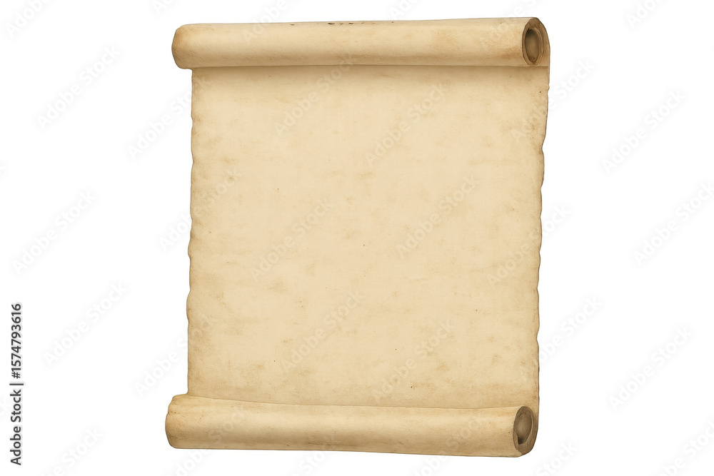 Aufkleber rolled up blank ancient scroll on transparent background, creating a vintage and historical atmosphe