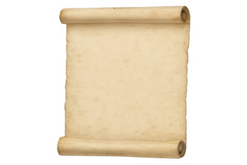 Rolled up blank ancient scroll on transparent background, creating a vintage and historical atmosphere