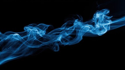 Fototapeta premium Abstract Blue Smoke Swirls on Black Background Elegant Design Texture
