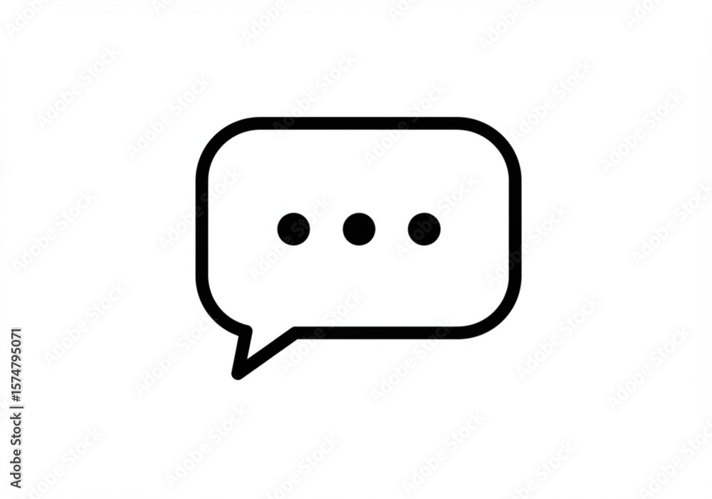 Poster simple black outline speech bubble with three dots indicating typing or waiting