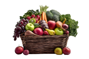 Farm-to-table inspired basket showcasing seasonal fruits and garden vegetables in natural lighting and authentic countryside presentation