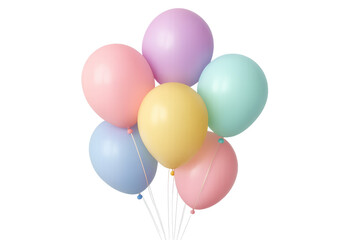 Vibrant balloons floating freely, transparent background highlighting festive mood for celebratory graphic design elements