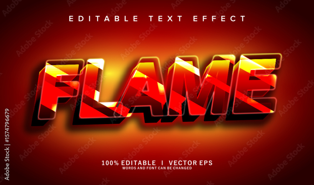 Poster flame vector text effect with modern style design