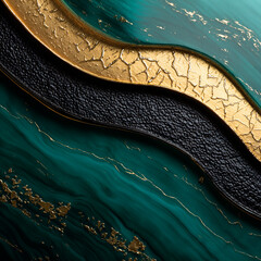 Luxurious Marble Background with Green, Black, and Gold Veins