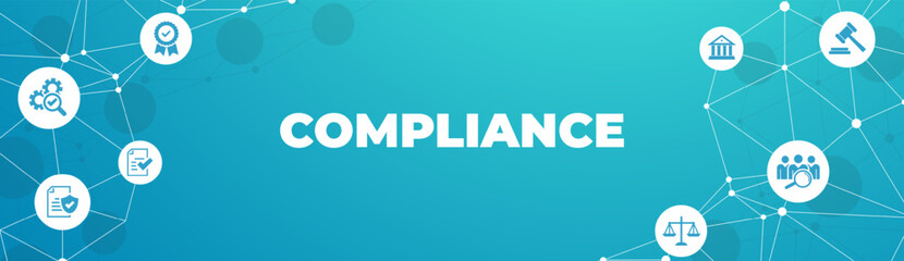 compliance icon concept: corporate mission or compliance policy or ethical management values connected icons.