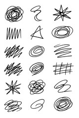 Hand Drawn Scribbles Collection – Rough Marker and Pencil Sketch Doodle Set, Transparent Background