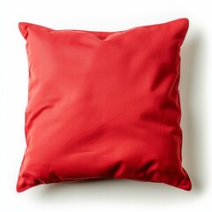 Soft, vibrant red pillow isolated on a clean white background, perfect for adding a pop of color and comfort to any space