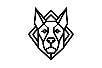Minimalist geometric wolf head line art is encased within a diamond shape precisely