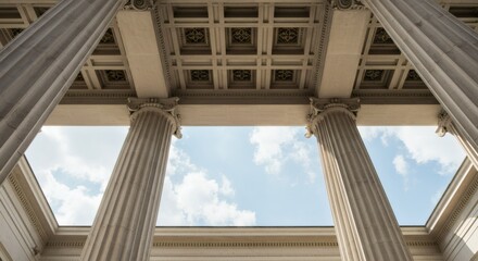 Pillars to Sky Architecture Embraces Open Blue Heaven with Ornate Details.