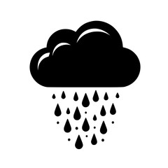 Rain Cloud Silhouette: A dramatic silhouette of a dark rain cloud unleashing a torrent of raindrops, representing a heavy downpour and inclement weather.