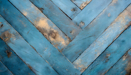 A blue wooden background with a few brown spots. The blue color is very bright and the brown spots are