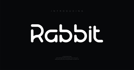 Rabbit Minimal creative tech logo alphabet font. Typography modern urban sana serif digital fashion future creative logos fonts. vector illustration
