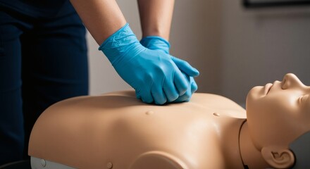 CPR Training Saving Lives with Practicing on a mannequin.