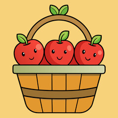 vector illustration of a basket of apples