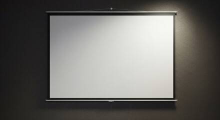 Blank Screen Projection Dark Wall with Spotlight, and Presentation Ready.