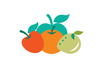 Vector Scribble Style Fruit Composition On White