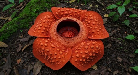 Blooming Monster Rafflesia in Borneos Lush Rainforest.