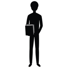 Silhouette of a Man Reading Stylized Shadow Figure on Neutral Background