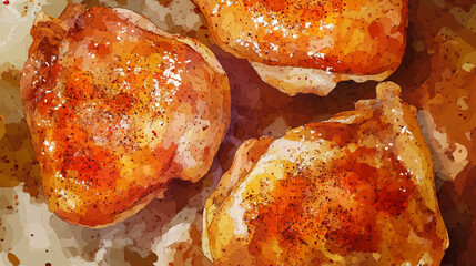 Cooked chicken thighs seasoned with spices in a colorful presentation  