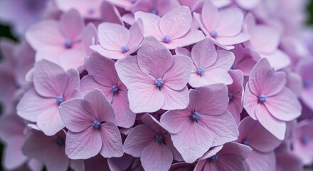 Hydrangea Bloom Soft pink petals with dreamy closeup.