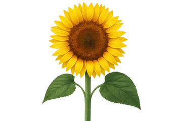 Obraz premium Vibrant sunflower blossoming, golden petals radiating warmth against pure white backdrop, embodying natural elegance