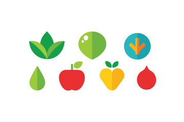 Superfoods Icon Set In Flat Organic Style On Whit