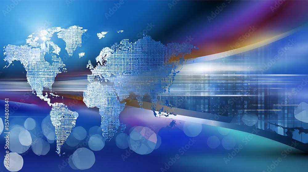Aufkleber world map abstract: a captivating abstract world map showcases intricate textures and a flowing desi