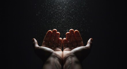 Receiving Light Open hands catch dust particles in a dark void Hope.