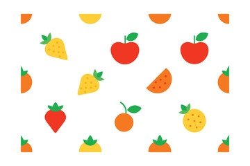 Seamless Ui Background Of Fruit Icons In Flat Style