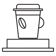 Outline Silhouette Vector of Coffee Cup on Office Desk for Workspace Scene


