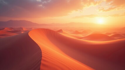 Sunset Over Sand Dunes Landscape Background