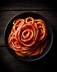 A sophisticated, home-cooked meal seen from directly above. The painterly chiaroscuro lighting gives the scene a warm, indulgent mood, focusing on the appetizing textures of the pasta.


