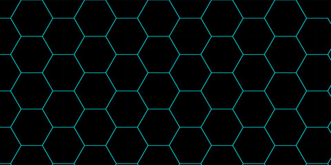 Abstract Blue Hexagonal Grid Pattern on a Black Background