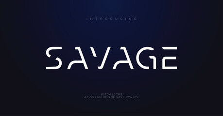 Savage Creative modern sport typography alphabet fonts with bold style. Vector illustration and tech font. Abstract minimal modern sport, simple, fashion, digital, future technology alphabet font.
