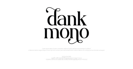 Dank mono luxury minimal modern alphabet logo fonts and number, uppercase lowercase and number. Vector illustration 