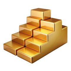 Golden staircase symbolizing success and achievement isolated on white background