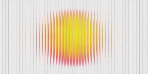 Neon glass circle with purple gradient effect and reeded ribbed texture. Abstract fractal sphere featuring vibrant fluorescent light patterns on white background. Futuristic holographic glow.