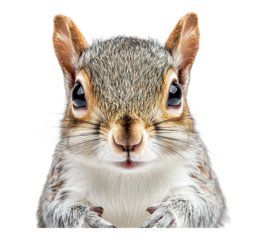 A squirrel with a big nose and big eyes is staring at the camera