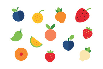 Seamless Icon Set Of Hand Drawn Fruits And Berries